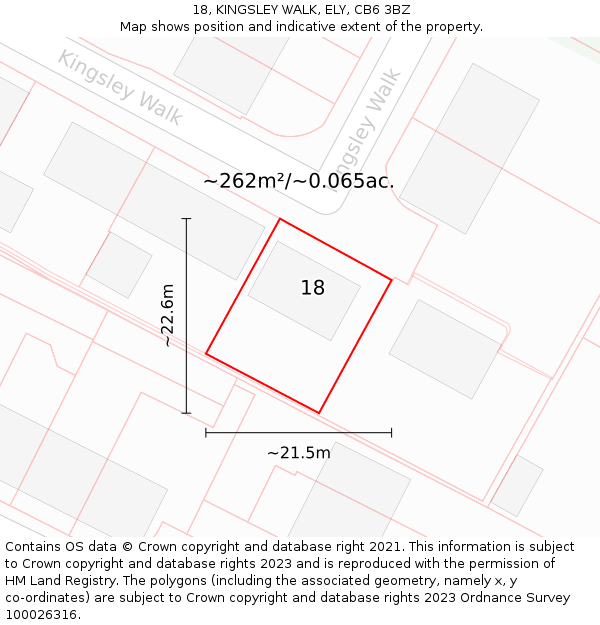 18, KINGSLEY WALK, ELY, CB6 3BZ: Plot and title map