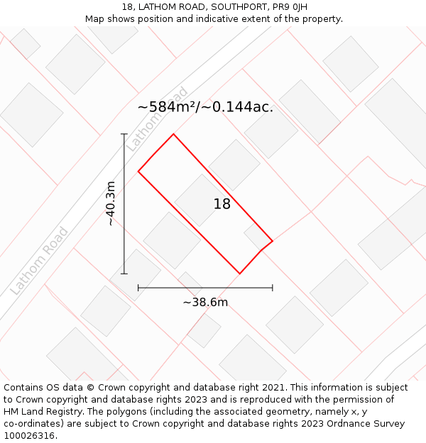 18, LATHOM ROAD, SOUTHPORT, PR9 0JH: Plot and title map