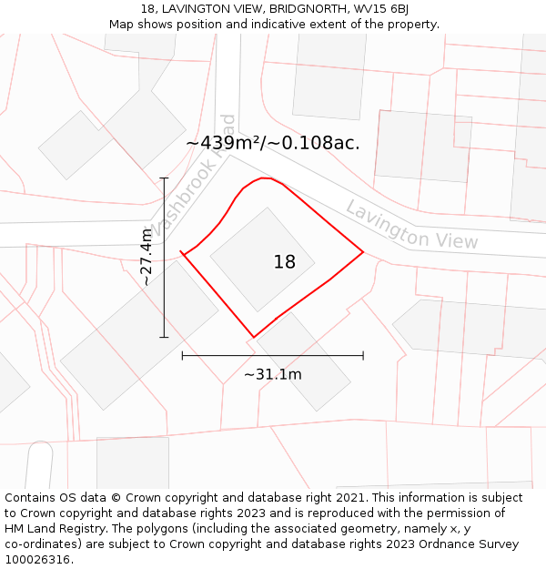 18, LAVINGTON VIEW, BRIDGNORTH, WV15 6BJ: Plot and title map