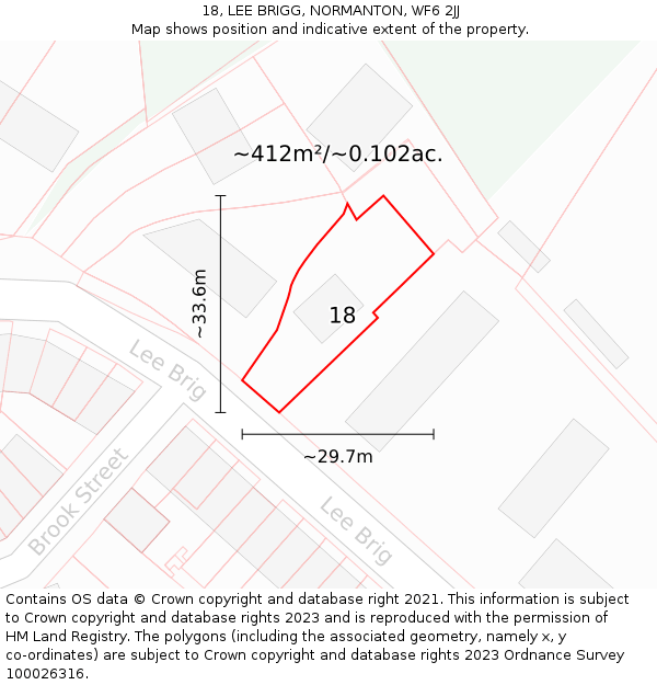 18, LEE BRIGG, NORMANTON, WF6 2JJ: Plot and title map