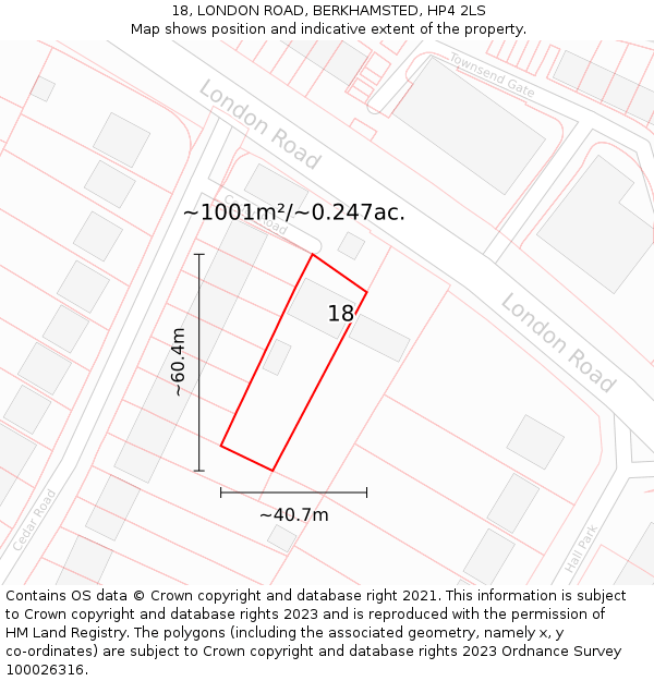 18, LONDON ROAD, BERKHAMSTED, HP4 2LS: Plot and title map