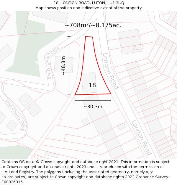 18, LONDON ROAD, LUTON, LU1 3UQ: Plot and title map