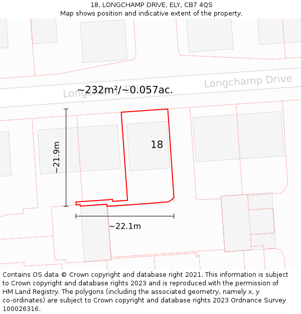 18, LONGCHAMP DRIVE, ELY, CB7 4QS: Plot and title map