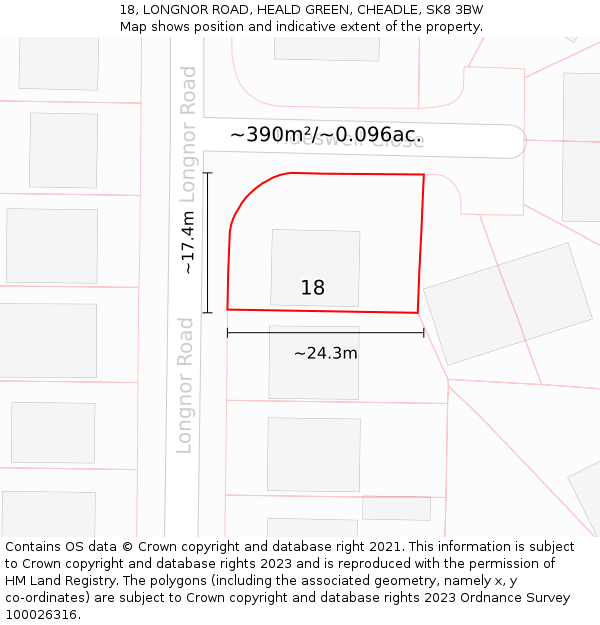 18, LONGNOR ROAD, HEALD GREEN, CHEADLE, SK8 3BW: Plot and title map