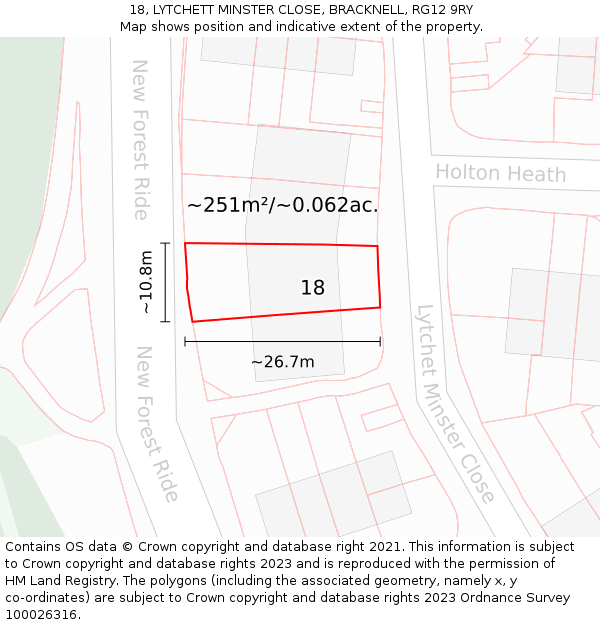 18, LYTCHETT MINSTER CLOSE, BRACKNELL, RG12 9RY: Plot and title map