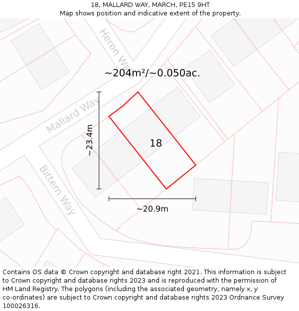 18, MALLARD WAY, MARCH, PE15 9HT: Plot and title map