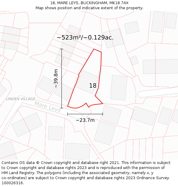 18, MARE LEYS, BUCKINGHAM, MK18 7AX: Plot and title map