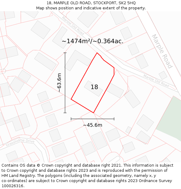 18, MARPLE OLD ROAD, STOCKPORT, SK2 5HQ: Plot and title map