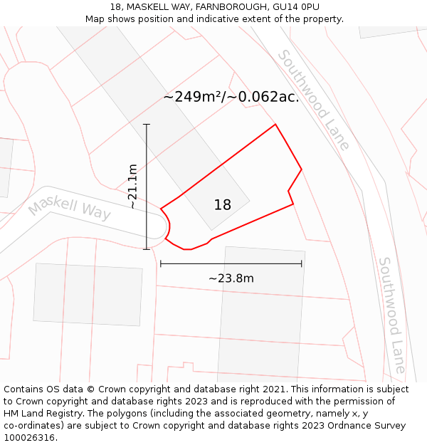 18, MASKELL WAY, FARNBOROUGH, GU14 0PU: Plot and title map