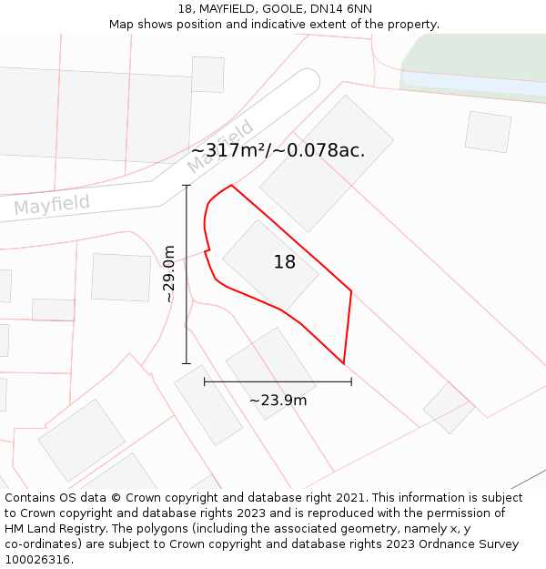 18, MAYFIELD, GOOLE, DN14 6NN: Plot and title map