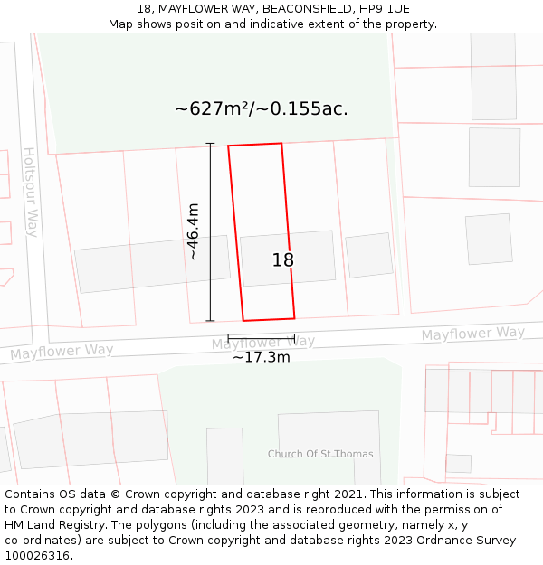 18, MAYFLOWER WAY, BEACONSFIELD, HP9 1UE: Plot and title map