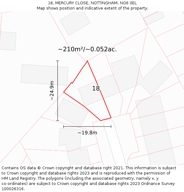 18, MERCURY CLOSE, NOTTINGHAM, NG6 0EL: Plot and title map