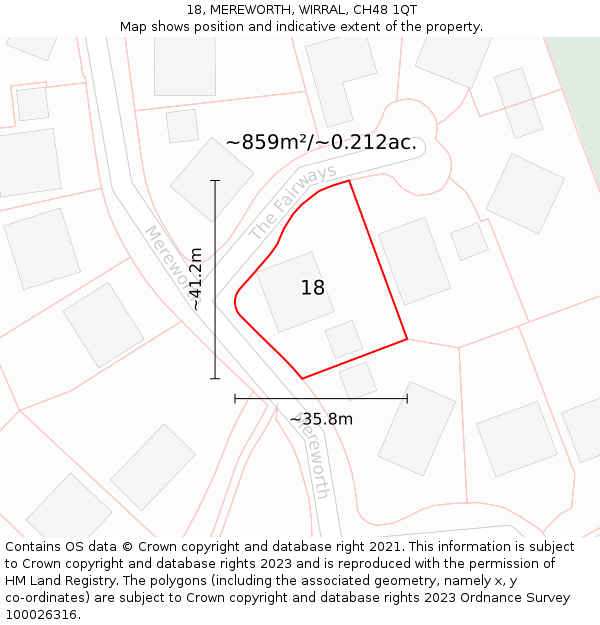 18, MEREWORTH, WIRRAL, CH48 1QT: Plot and title map