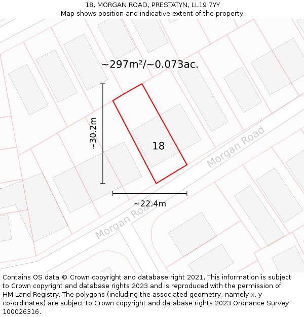 18, MORGAN ROAD, PRESTATYN, LL19 7YY: Plot and title map