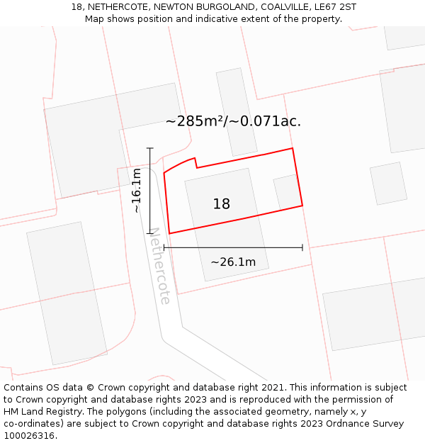 18, NETHERCOTE, NEWTON BURGOLAND, COALVILLE, LE67 2ST: Plot and title map