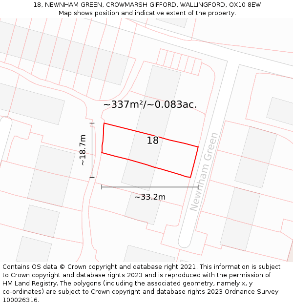 18, NEWNHAM GREEN, CROWMARSH GIFFORD, WALLINGFORD, OX10 8EW: Plot and title map