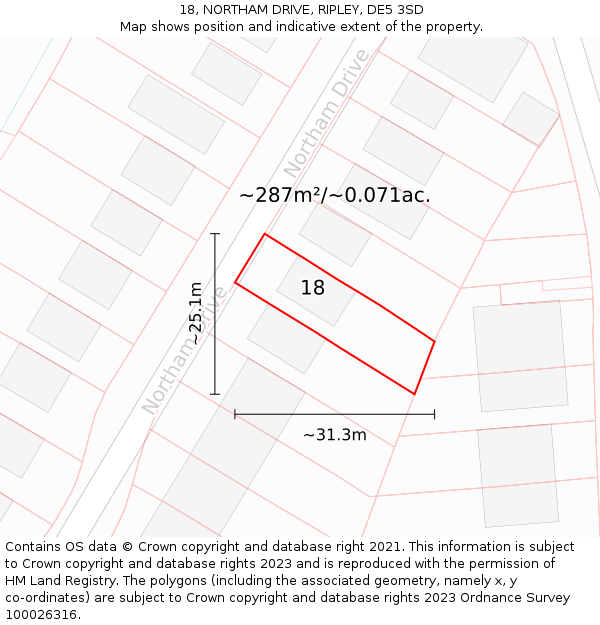 18, NORTHAM DRIVE, RIPLEY, DE5 3SD: Plot and title map