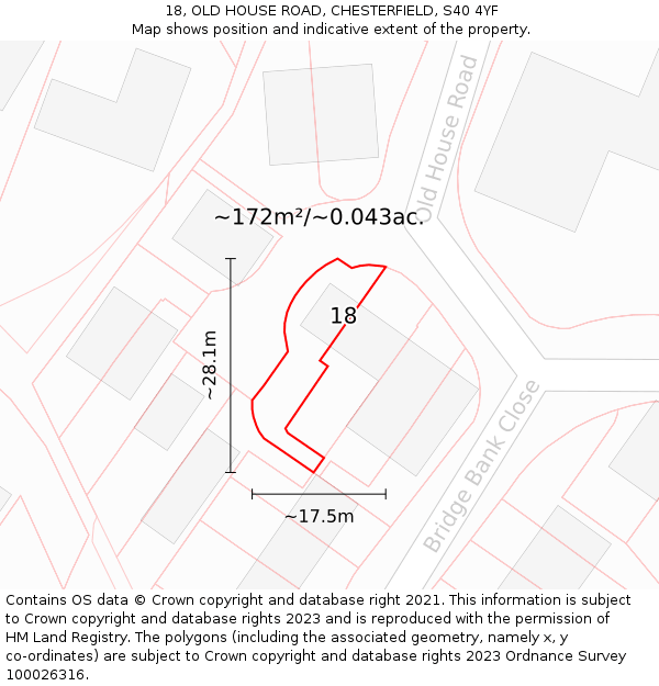 18, OLD HOUSE ROAD, CHESTERFIELD, S40 4YF: Plot and title map