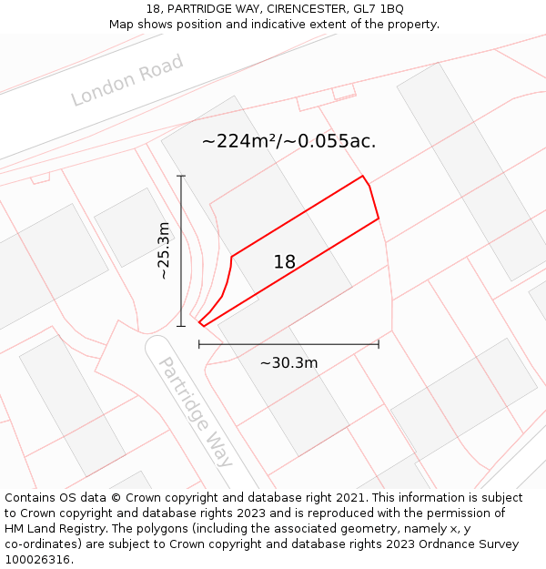 18, PARTRIDGE WAY, CIRENCESTER, GL7 1BQ: Plot and title map