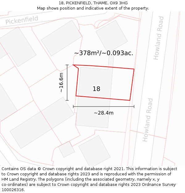 18, PICKENFIELD, THAME, OX9 3HG: Plot and title map