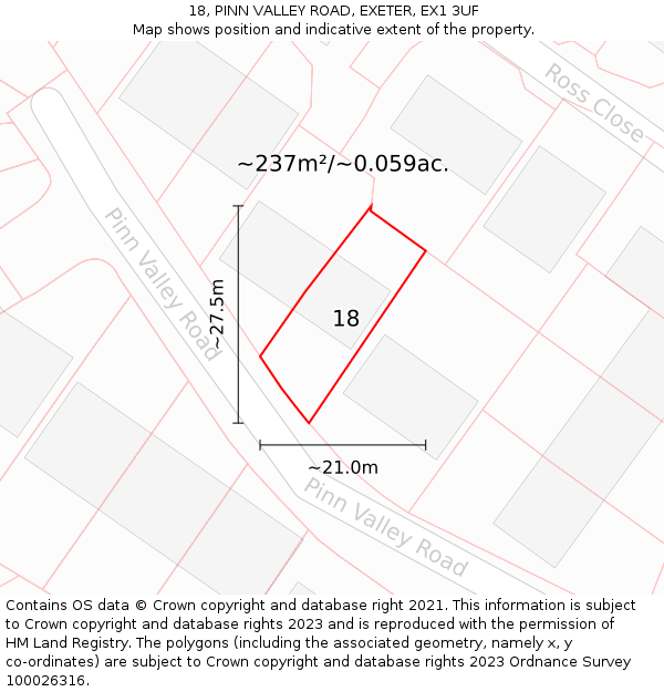 18, PINN VALLEY ROAD, EXETER, EX1 3UF: Plot and title map