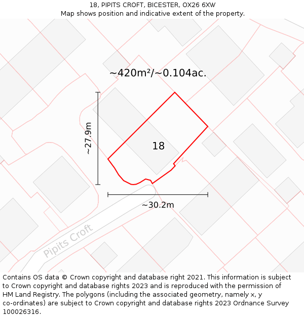 18, PIPITS CROFT, BICESTER, OX26 6XW: Plot and title map