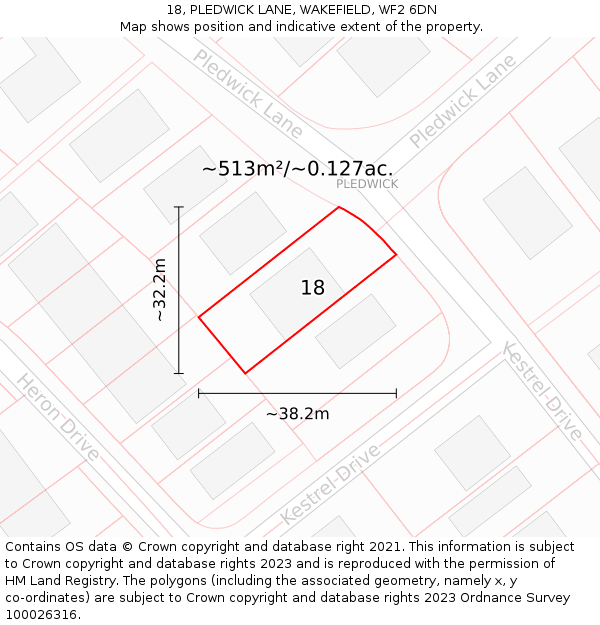 18, PLEDWICK LANE, WAKEFIELD, WF2 6DN: Plot and title map