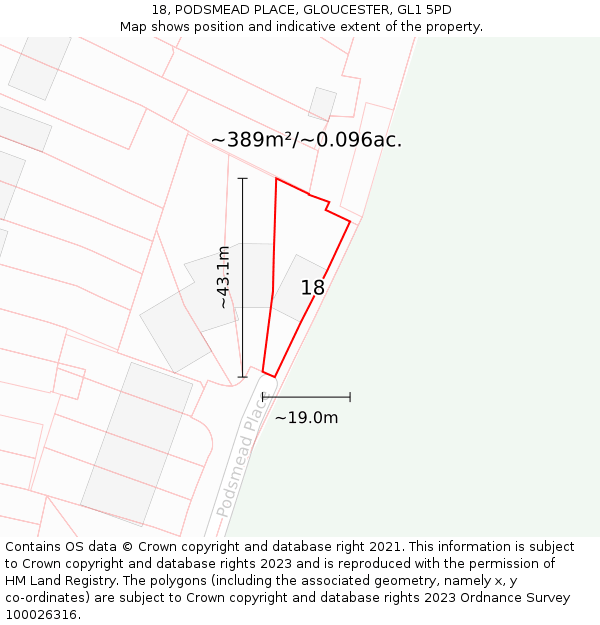 18, PODSMEAD PLACE, GLOUCESTER, GL1 5PD: Plot and title map