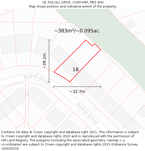 18, POLHILL DRIVE, CHATHAM, ME5 9NX: Plot and title map