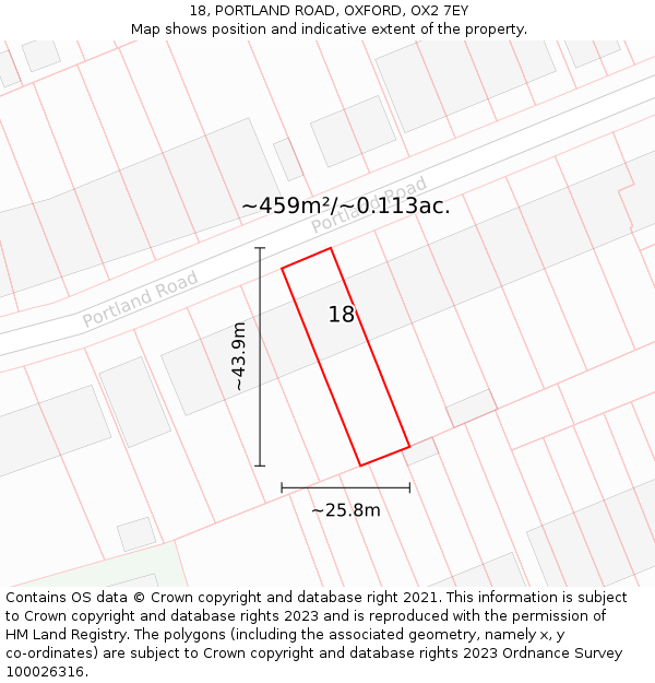 18, PORTLAND ROAD, OXFORD, OX2 7EY: Plot and title map