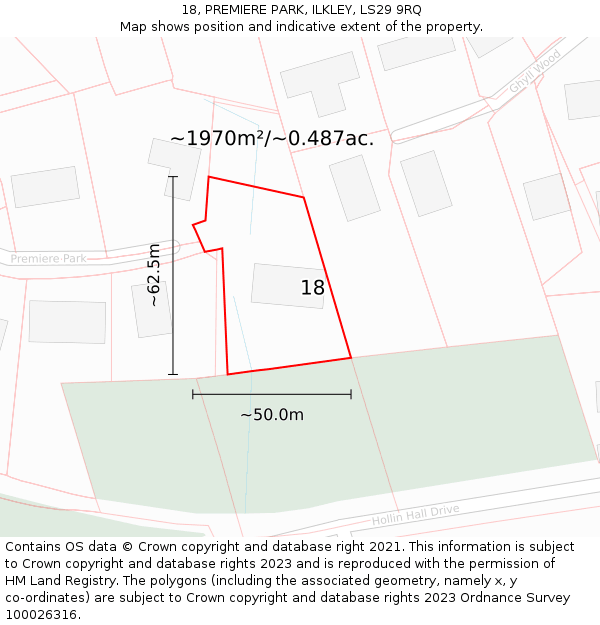 18, PREMIERE PARK, ILKLEY, LS29 9RQ: Plot and title map