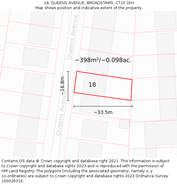 18, QUEENS AVENUE, BROADSTAIRS, CT10 1EH: Plot and title map