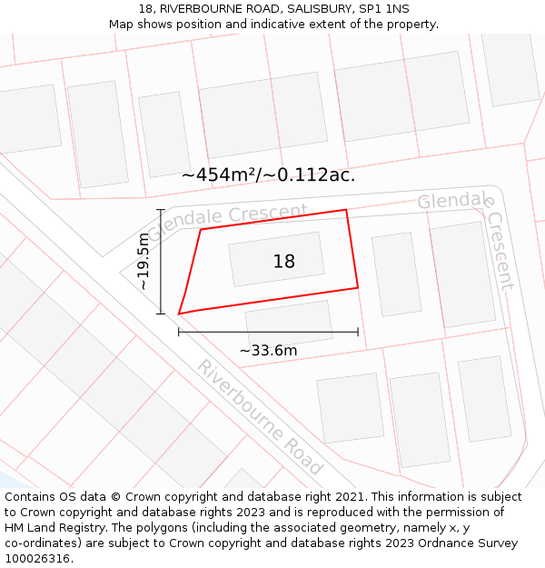 18, RIVERBOURNE ROAD, SALISBURY, SP1 1NS: Plot and title map