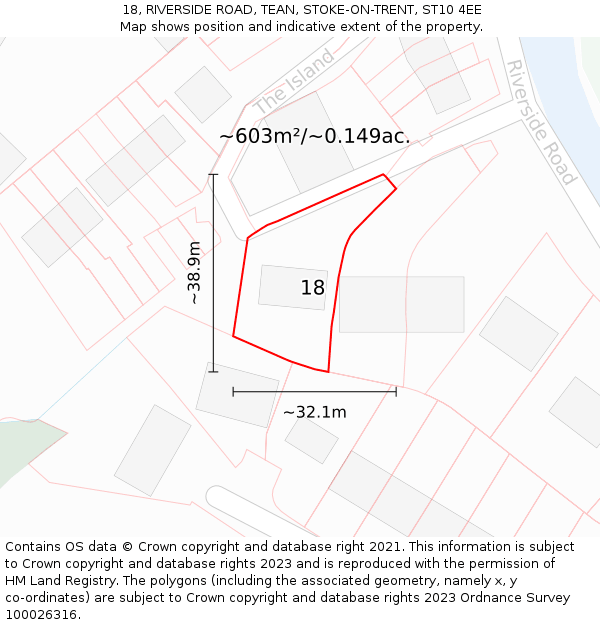 18, RIVERSIDE ROAD, TEAN, STOKE-ON-TRENT, ST10 4EE: Plot and title map