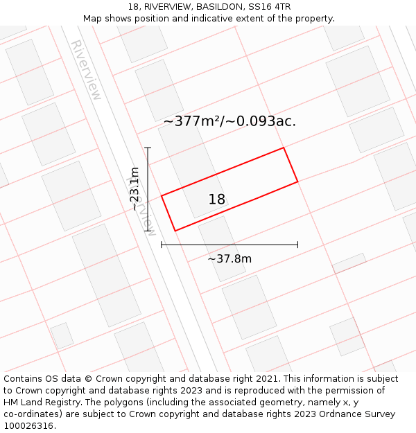 18, RIVERVIEW, BASILDON, SS16 4TR: Plot and title map