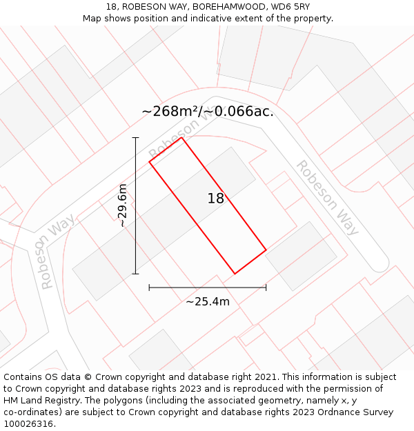 18, ROBESON WAY, BOREHAMWOOD, WD6 5RY: Plot and title map