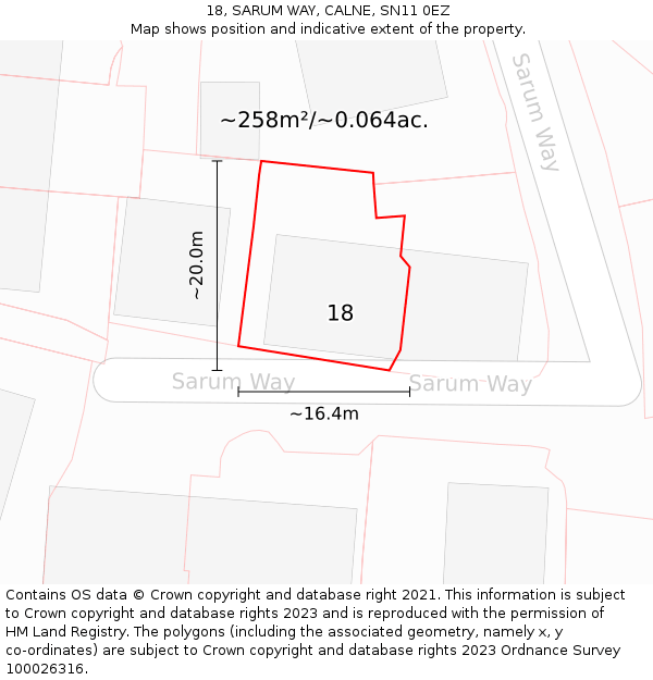 18, SARUM WAY, CALNE, SN11 0EZ: Plot and title map