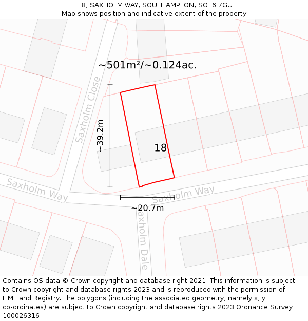 18, SAXHOLM WAY, SOUTHAMPTON, SO16 7GU: Plot and title map