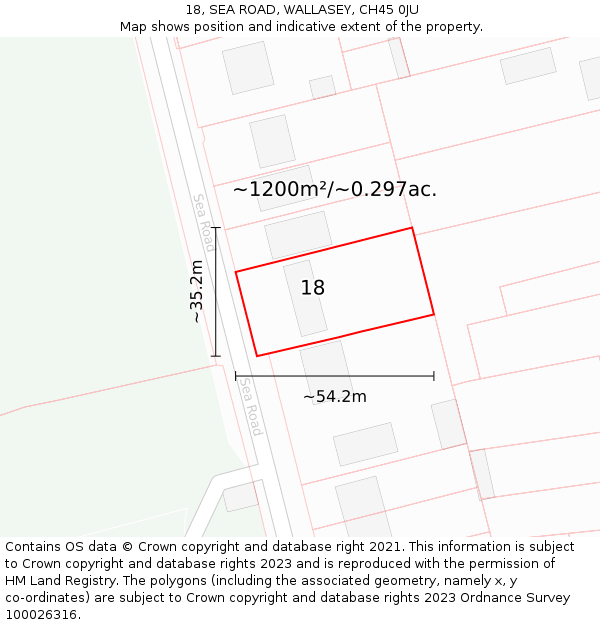 18, SEA ROAD, WALLASEY, CH45 0JU: Plot and title map