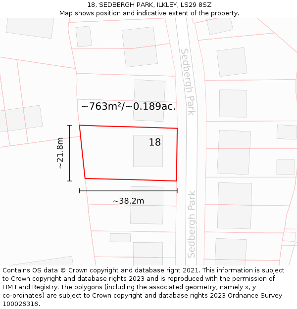 18, SEDBERGH PARK, ILKLEY, LS29 8SZ: Plot and title map