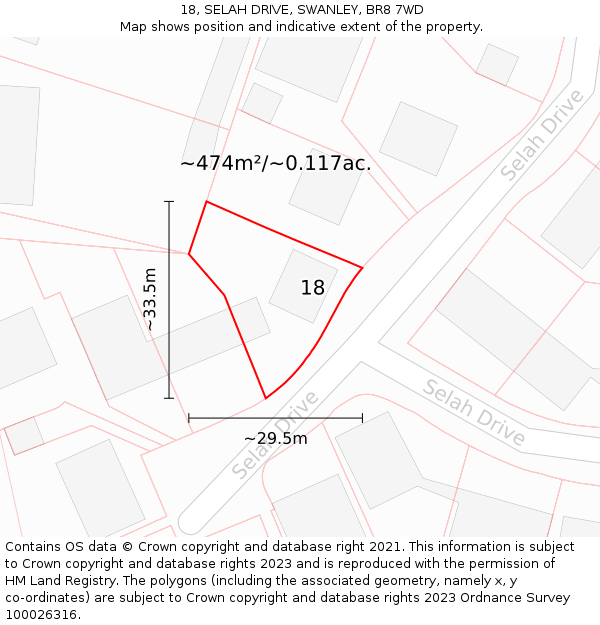 18, SELAH DRIVE, SWANLEY, BR8 7WD: Plot and title map