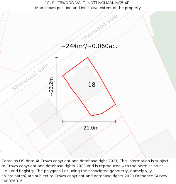 18, SHERWOOD VALE, NOTTINGHAM, NG5 4EH: Plot and title map