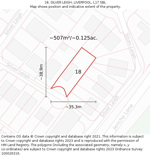 18, SILVER LEIGH, LIVERPOOL, L17 5BL: Plot and title map