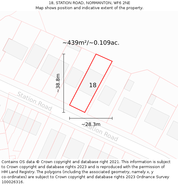 18, STATION ROAD, NORMANTON, WF6 2NE: Plot and title map
