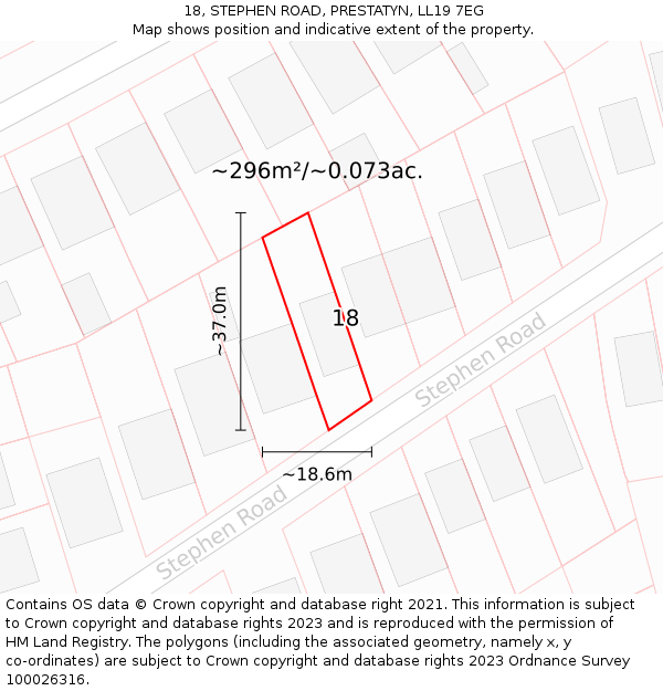 18, STEPHEN ROAD, PRESTATYN, LL19 7EG: Plot and title map