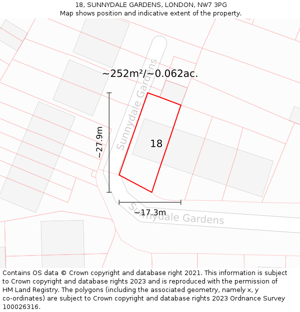 18, SUNNYDALE GARDENS, LONDON, NW7 3PG: Plot and title map