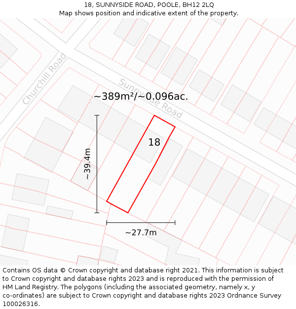 18, SUNNYSIDE ROAD, POOLE, BH12 2LQ: Plot and title map