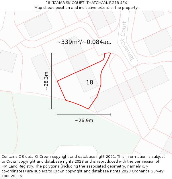 18, TAMARISK COURT, THATCHAM, RG18 4EX: Plot and title map