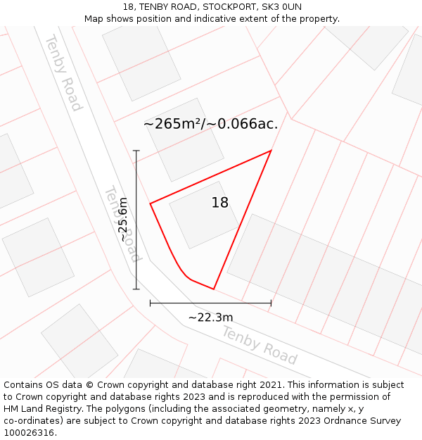 18, TENBY ROAD, STOCKPORT, SK3 0UN: Plot and title map