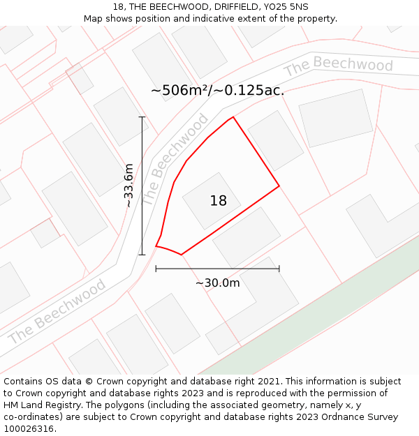 18, THE BEECHWOOD, DRIFFIELD, YO25 5NS: Plot and title map